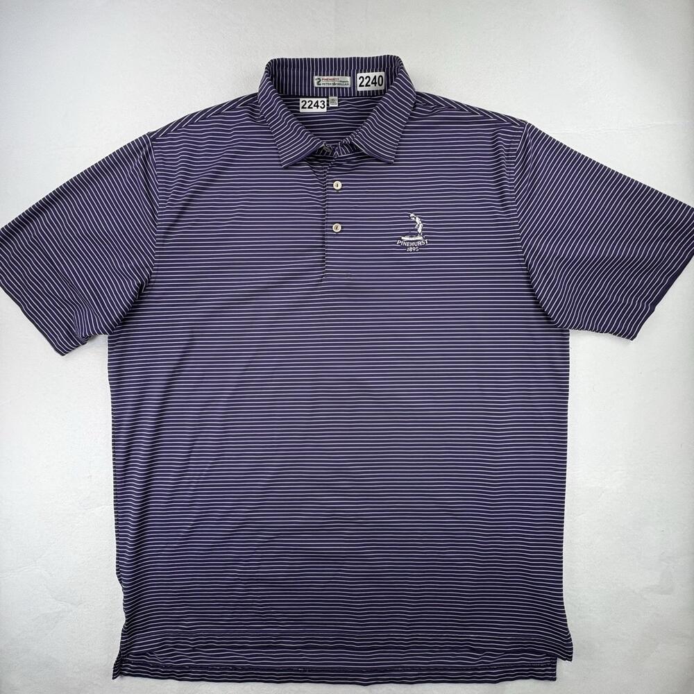 Peter Millar Pinehurst 1895 Golf Polo Mens XL Purple Stripe Performance Shirt